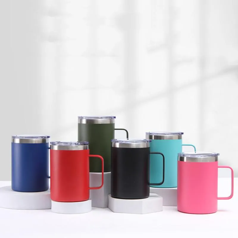 16oz Coffee Mugs With Handle Double Wall Portable Stainless Steel Wine Tumbler Insulated Beer Cup