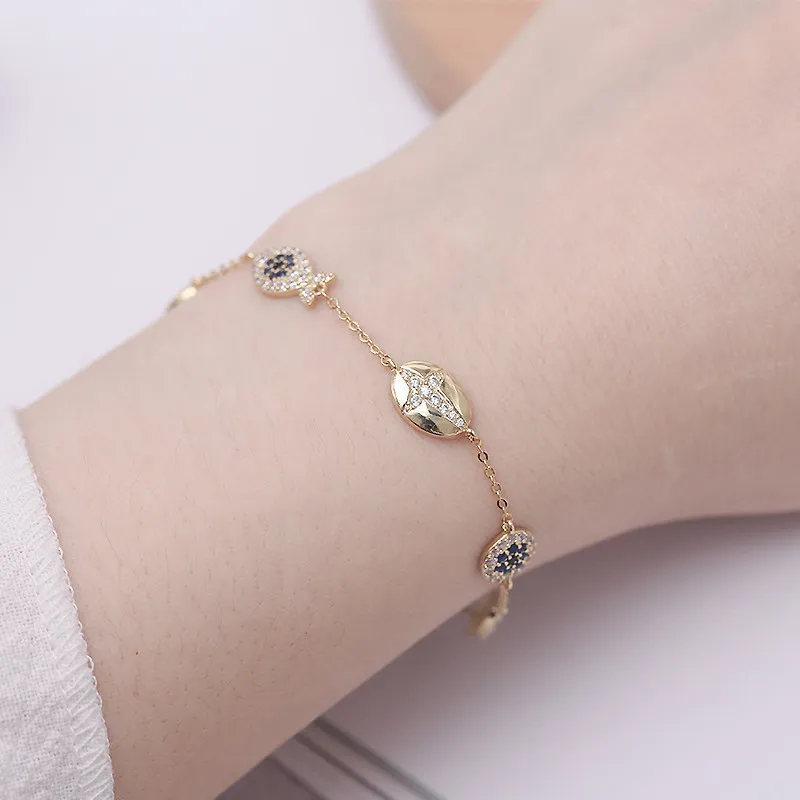 New style European fashion luxury shiny zircon ocean fish bracelet jewelry temperament women`s brand high-end 18k gold plated bracelet