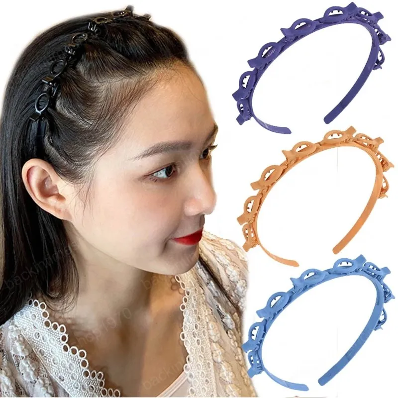 Kaymaz Hairbands Kadınlar Için Spor Saç Bandı Çerçeve Saç Hoop Çift Patlama Saç Model Mat Örgülü Saç Aksesuarları