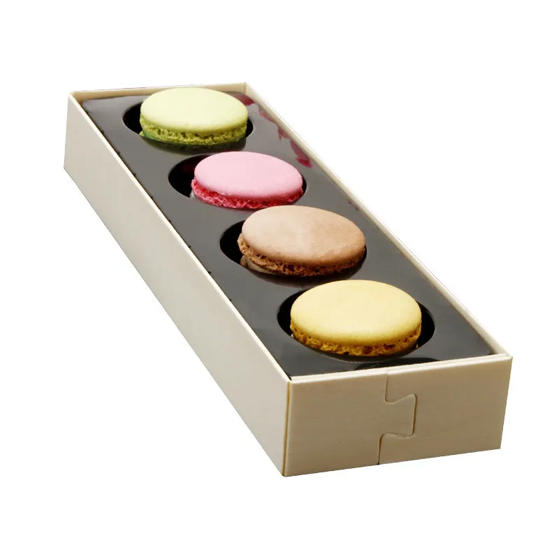 Dessertpaket Box Macaron Box med Clear PVC fönster efterrätt tårta choklad muffin kex trä paket låda