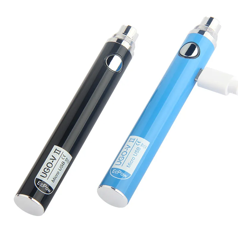 정통 UGO V II 510 스레드 배터리 Evod 650 900mah 자아 배터리 vape 카트리지 용 마이크로 USB 패스 스루 충전기 ECIGS Atomizer