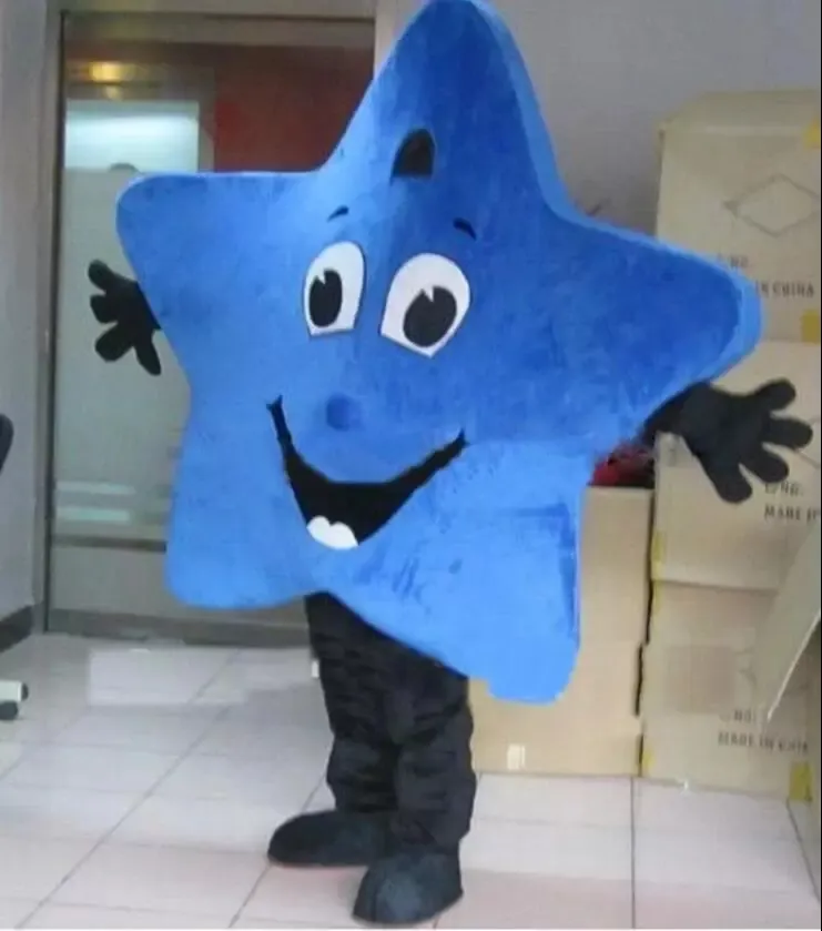 Högkvalitativ Blue Star Mascot Kostymer Halloween Fancy Party Dress Cartoon Character Carnival Xmas Påsk Reklam Födelsedagsfest Kostym Outfit