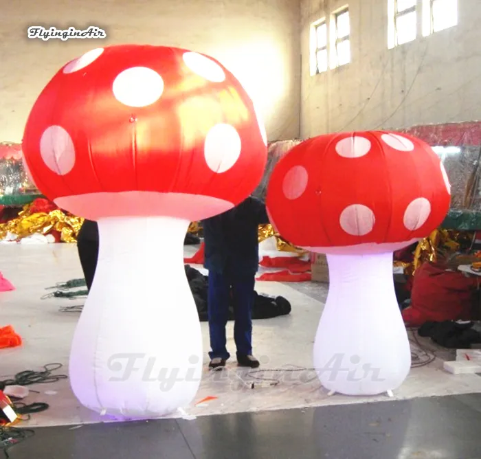 Gepersonaliseerde Verlichting Opblaasbare Paddestoel Replica Ballon LED-installatie Model Red Blow Up Paddestoelen voor Nachtclub Feestdecoratie