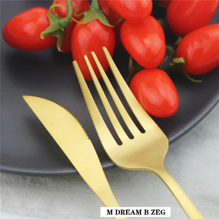 Matte Cutlery Set 304 Zestaw stali stalowej ze stali nierdzewnej Nóż Deser Deser Fork łyżka Silverware Silverware Kitchen Kitchenwar4234957