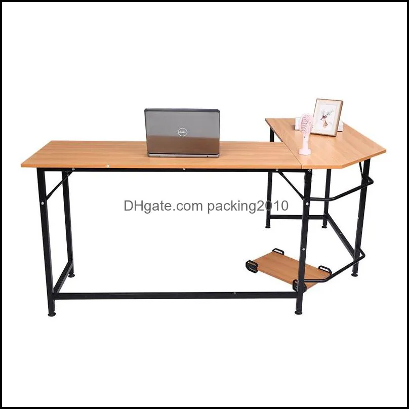 L-Shaped Desktop Computer Desk Beech Wood Color Commercial Furniturea19