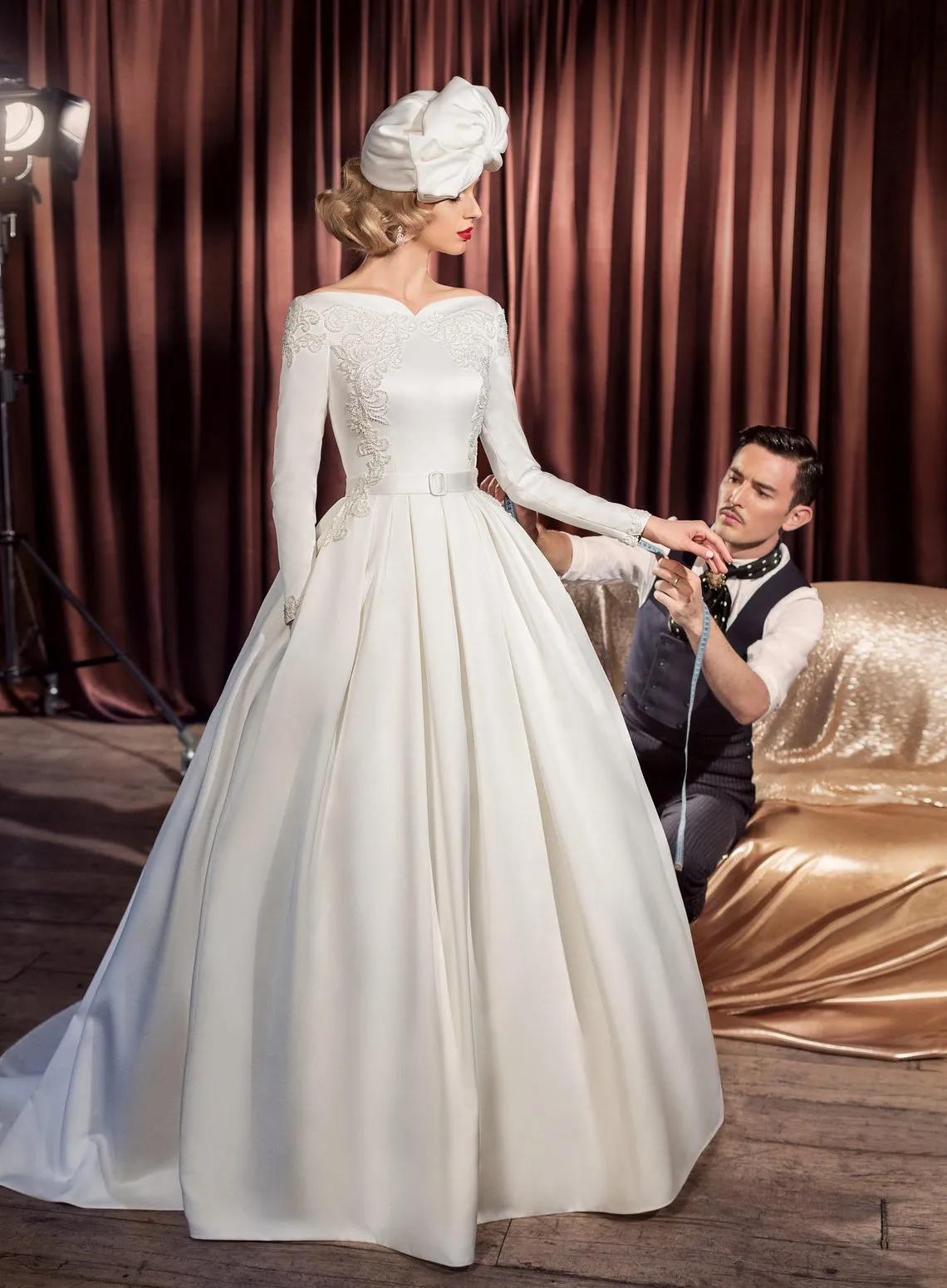 Simple A-line Wedding Dresses Off the Shoulder Satin Bridal Dress VW15 –  Viniodress