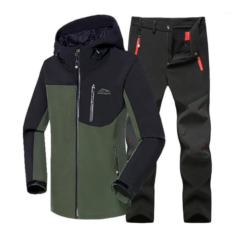L-6XL uomini inverno impermeabile pesci esterni giacche da esterno vestito escursionismo camp da campeggia per skiing pantaloni da sci in pile sharkskin oversize1