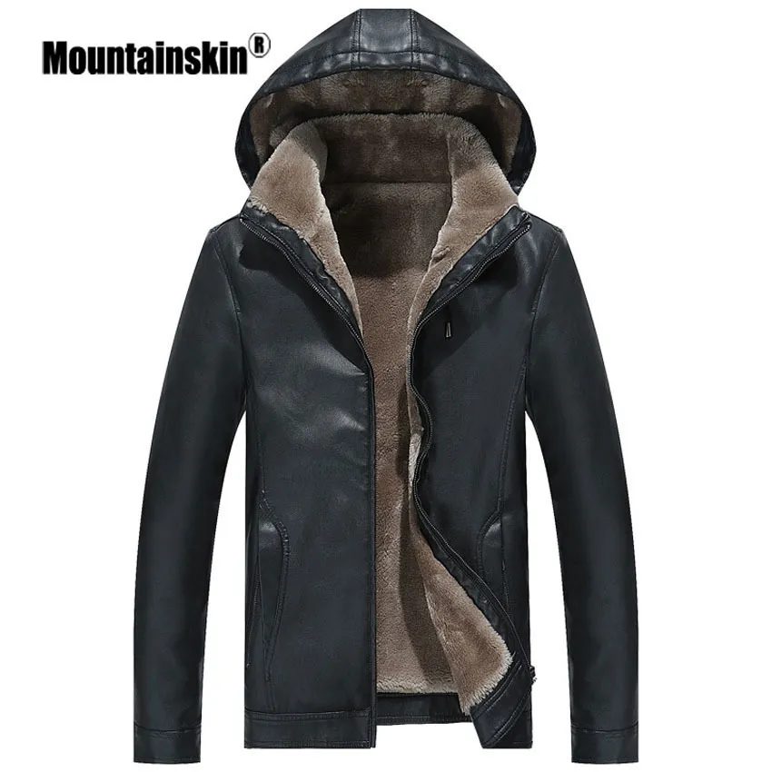 Mountainskin hiver hommes veste en cuir chaud épais PU manteau mâle thermique polaire vestes Faux cuir hommes marque vêtements SA506 C1120