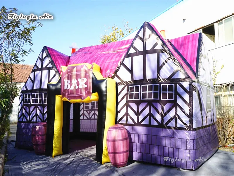 Outdoor Inflatable Beerhouse 8m Colorful Party Bar Tent Blow Up Public House For Family Yard Party And Club Events