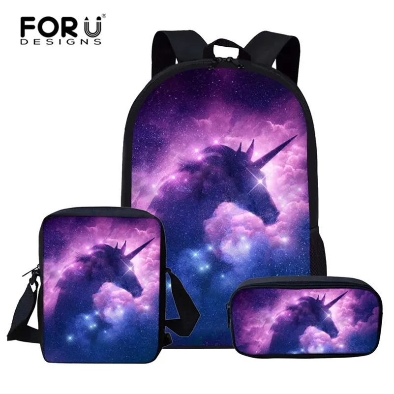 FORUDESIGNS Kids Schoolbag Student School Backpack Unicorn Children Bagpack Primary School Book Bags for Teenage Girls Boys LJ201029