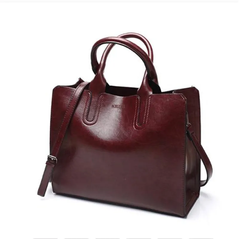 Skórzane torebki duże kobiety torba wysokiej jakości swobodne torby kobiety Trunk Tote Hiszpańska marka torba na ramię Ladies Bolsos355L