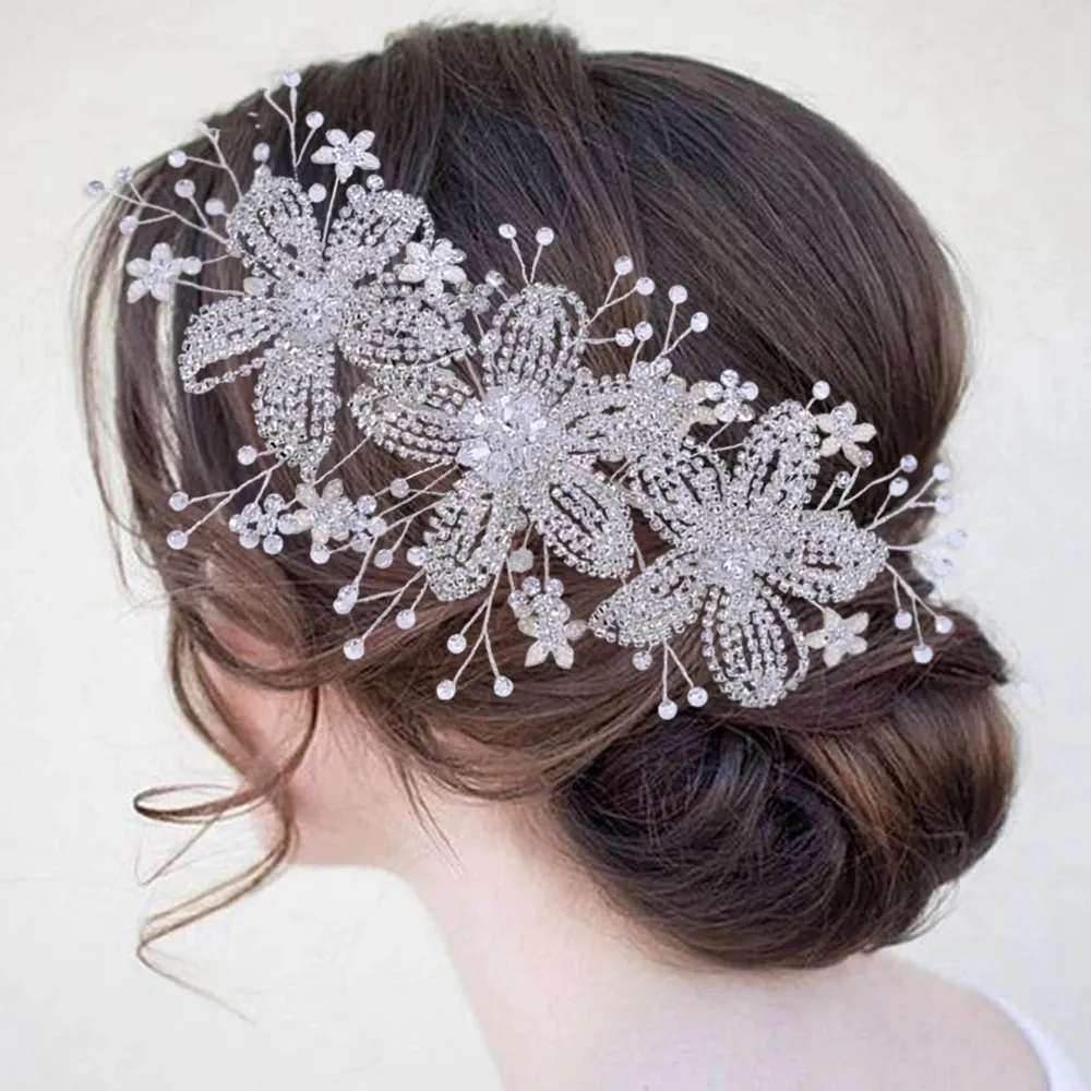 Luxury Golden Wedding lega fiore fascia copricapo da sposa strass accessori per capelli da sposa ornamenti corona diadema per le donne G273q
