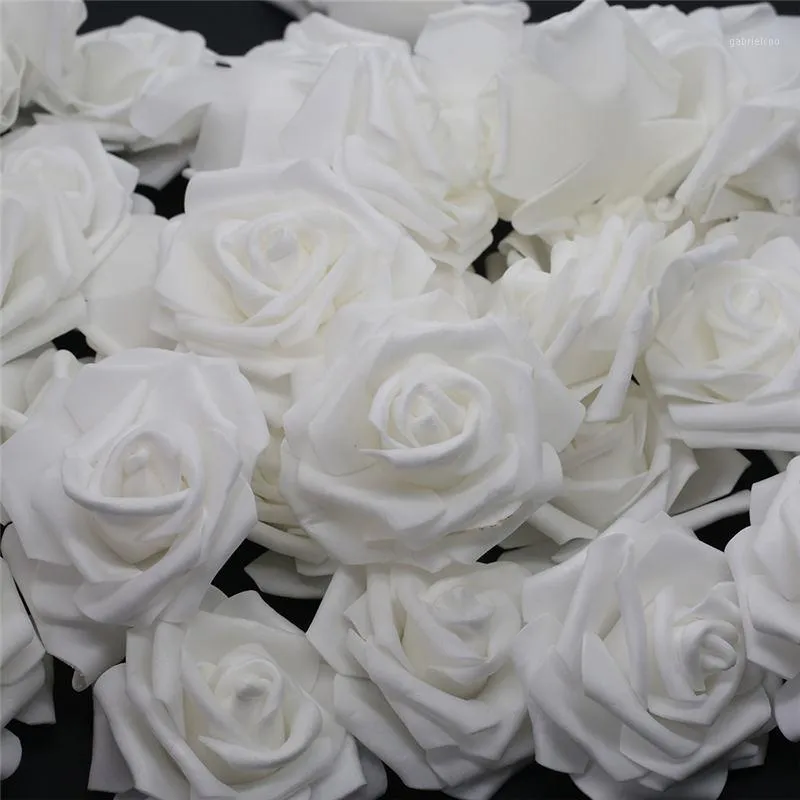 10 stks-100 stks White PE Foam Rose Flower Head Artificial Rose voor Home Decoratieve Bloem Kransen Bruiloft DIY Decoratie1