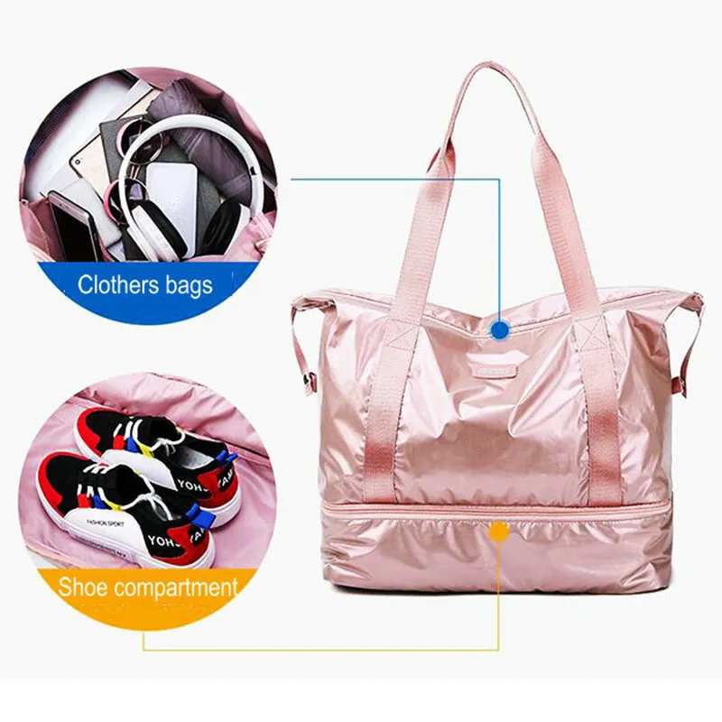 Bolsa esportiva de viagem Oxford para mulheres, designer de fitness, esportiva, multifuncional, bolsa de ombro, bolsa de ginástica para armazenamento de sapatos, bolsa de ginástica para ioga Z1121