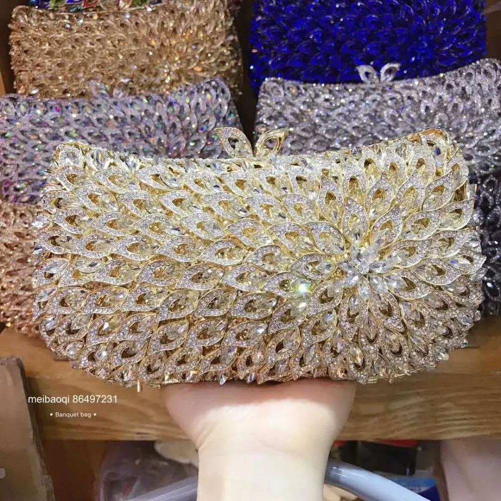 2020 mais novo cristal de diamantes cadeia de festa de casamento strass noite de embreagem Bolsas Feminino baile bolsa de noiva ombro Bag Q1117