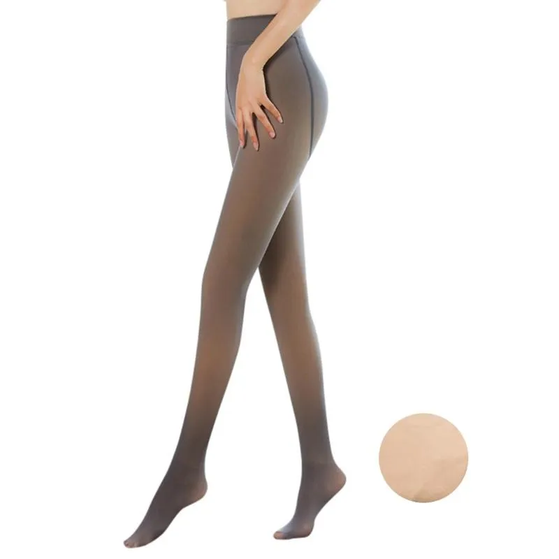 Strumpor Hosiery Women Winter Warm Fake Transluctent Pantyhose Tjocken Faux Fleece Fodrad Seamless Strumpor Slimming Legs Opaque Footed