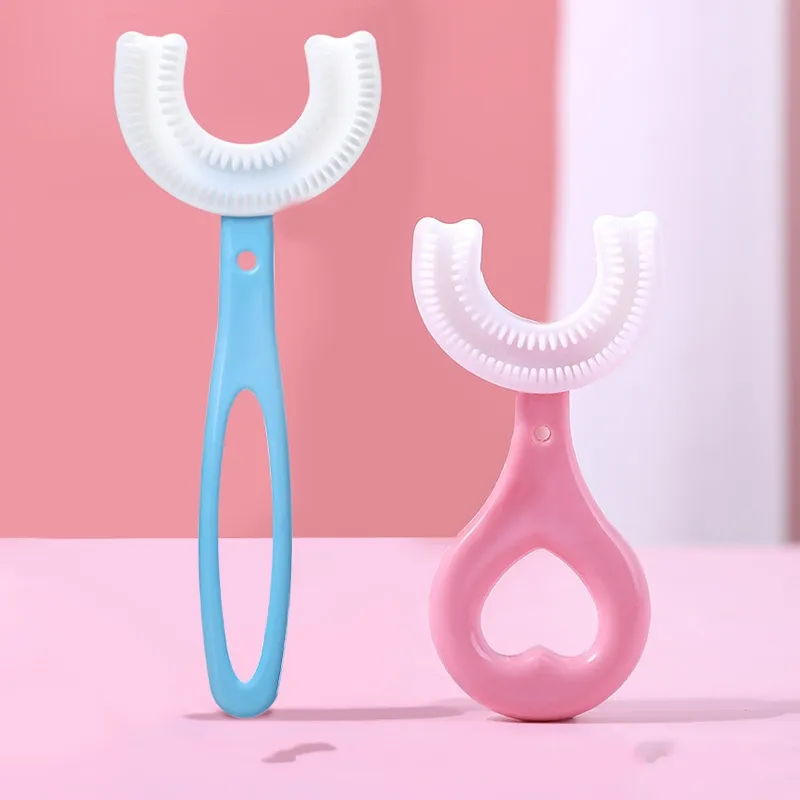 Silikon Bebek Diş Fırçası Dişlikleri 360 Derece U-şekilli Çocuk Diş Fırçaları Fırça Çocuk Diş Oral Bakım Temizleme 20220225 Q2