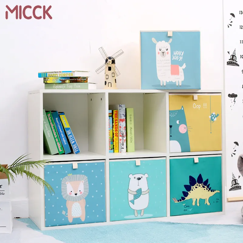 Micck Creative Creative Storage Ящик для хранения мультфильм вышивка складной кубик хранения BINS промытый Oxford ткань гардероб Детские игрушки организатор LJ200812