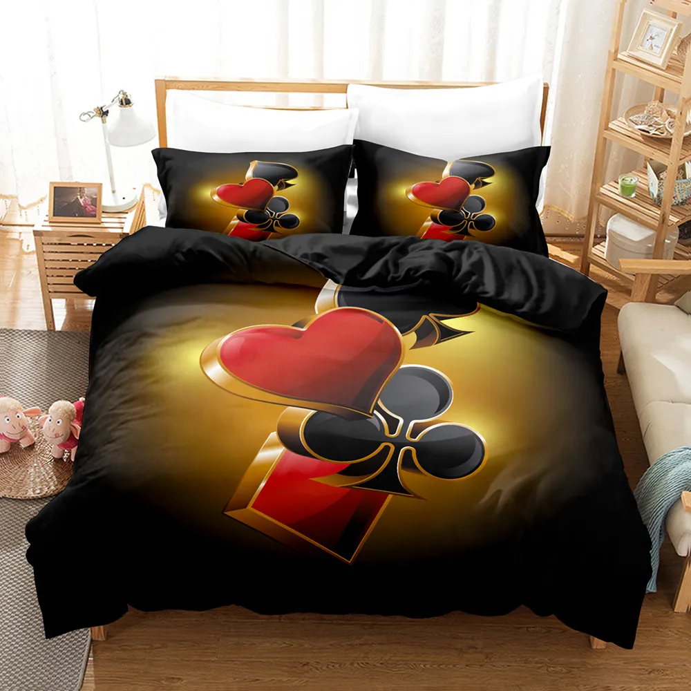 Low Customized Whole 3D Bedding Sets Poker Theme Polyester Soft SkinFriendly Duvet Cover Set Adult Children Universal Q8708513