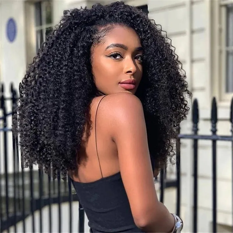 Uzun Afro Kinky Kıvırcık Sentetik Peruk Siyah Renk Hightemperature Fiber Peruk Perruques de Cheveux Huminları XP9909