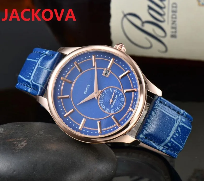 Top Moda Luxo Homem Negócios relógio de pulso de couro Auto Data Subial Dial Presidente Presidente Mens de Alta Qualidade Modelo Top Militar Relógios Militares Reloj de Hombre