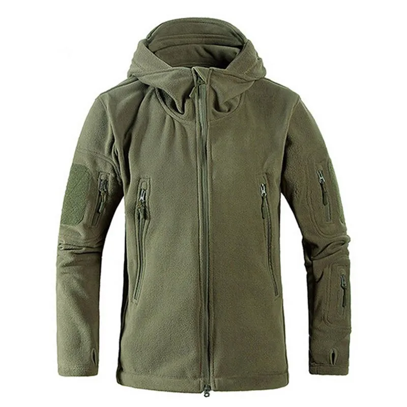 Män vindtäta takt taktisk fleece skytte berg micro termisk polär fleece hooded jacka armékläder andas