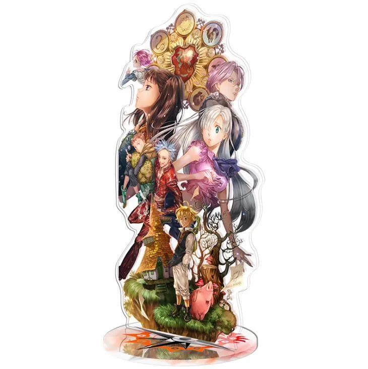 Anime figura os sete pecados mortais brinquedo em pé modelo suporte da  placa de desktop decoração ornamentos figura ação brinquedos presente  chaveiro