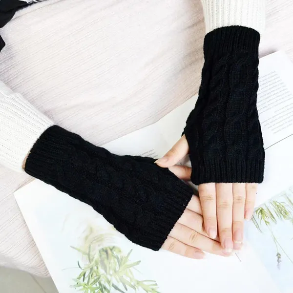 Gants tricotés au Crochet pour femmes, manches courtes, chauds, demi-doigt, sans doigts, nouvelle collection hiver 2020