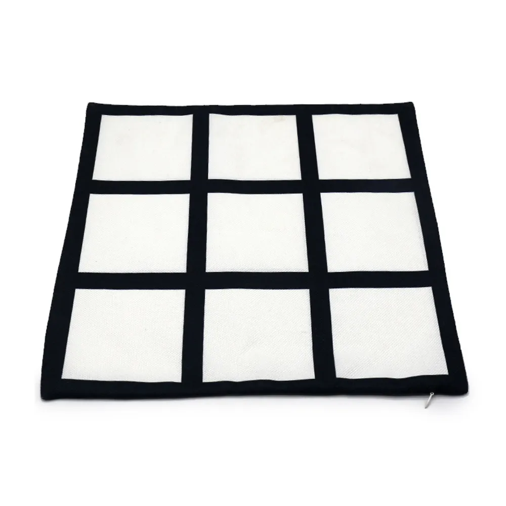 Travesseiro 9 painel de capa em branco travesseiro em branco grade preta tecido poliéster transferência de transferência