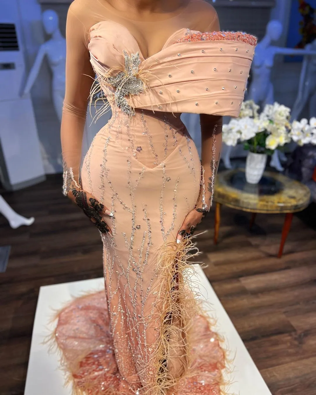 2022 Artı Boyutu Arapça ASO EBI Mermaid Lüks Sparkly Gelinlik Modelleri Boncuklu Kristaller Akşam Örgün Parti İkinci Resepsiyon Doğum Günü Nişan Abiye Elbise ZK335