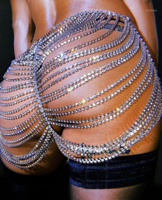 Seksowny metalowy łańcuch ciała Rhinestone Summer Lets Dams Glitter See Through Sears Mini spódnica Pary spódnice 2020 NOWOŚĆ FALDAS HL1