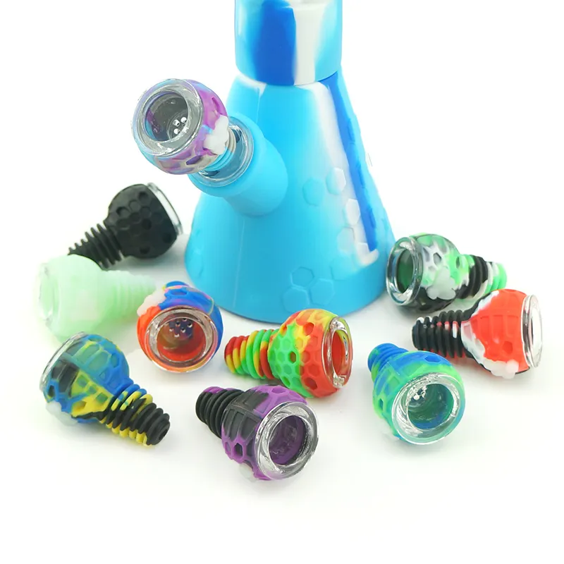 Universele 14mm-18mm gezamenlijke pompoen / bij kom siliconen water hand pijp voor roken met glazen bong onbreekbare glazen kom voor glazen water bong