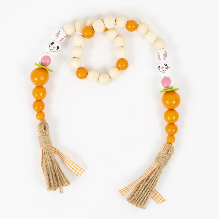 Party Favor Easter Wood Bead Garland with Tassels 5 Patterns Farmhouse Rustic Natural Wooden Beads String Spring Party Favors DH8965