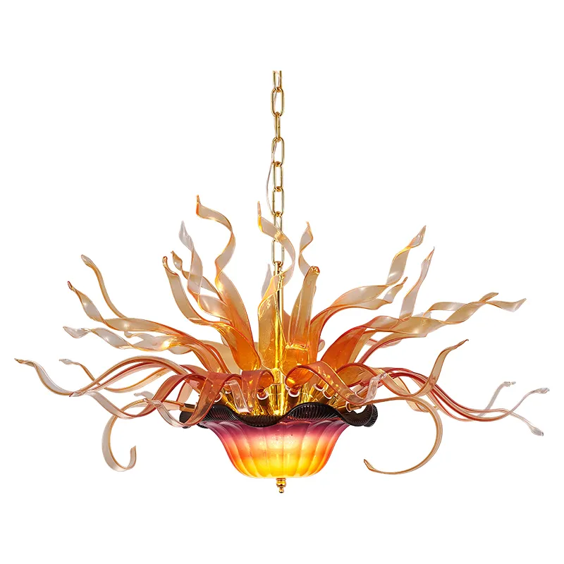 Lâmpadas modernas vivendo sala de jantar arte decoração flor chandeliers lâmpada LED fonte de luz mão soprada vidro candelabro iluminação