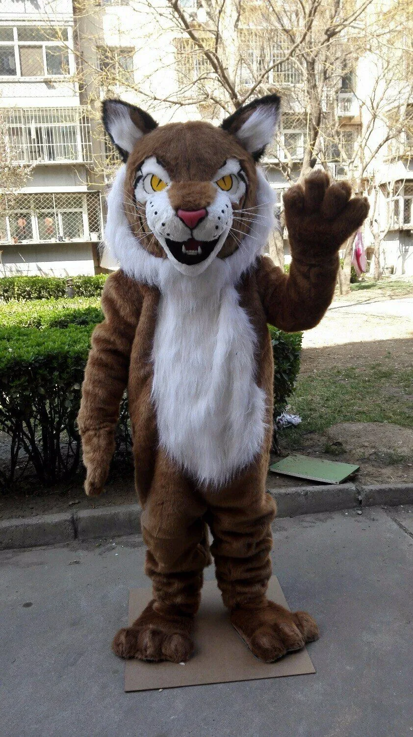Mascote Costumeshalloween Gato Selvagem Animal Fursuit Furry Mascot Traje Fato Festa Jogo Driver Outfit Adulto 2019