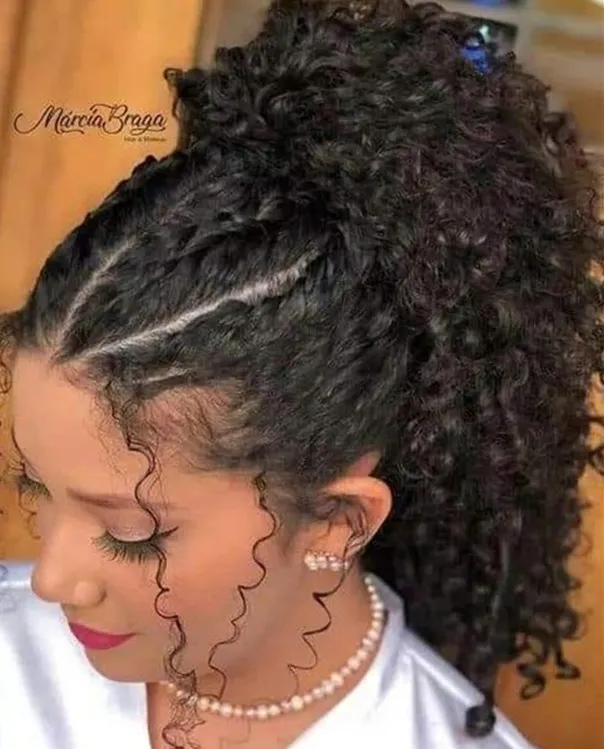 Moda Preto Kinky Curly Trançado Cabelo Bundles Ponytail Humano Cabelo Extensão Cordão Clipe Na Banda Ealstic Pony Tail Honeypiece natural 1b