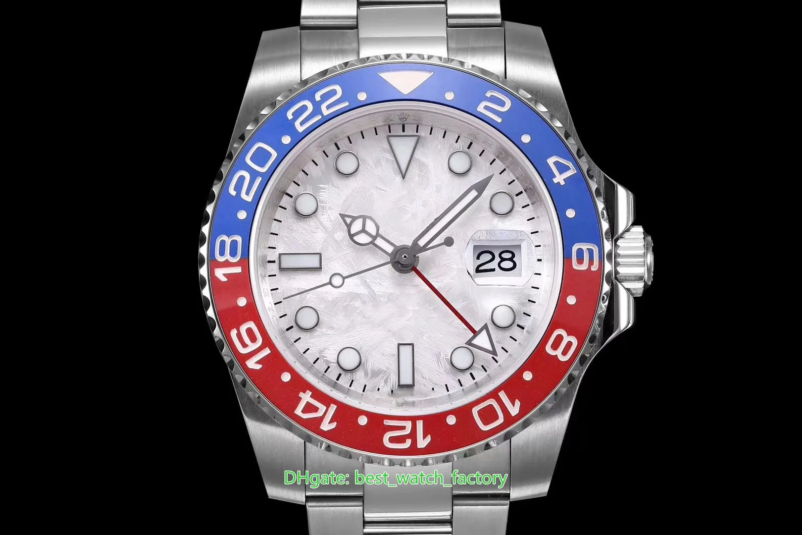 Super Factory Maker Montres 40mm GMT MOP Meteorite Cadran 126719 Pepsi Céramique 904L Acier CAL.3186 Mouvement Mécanique Automatique Montre Homme Montres Homme