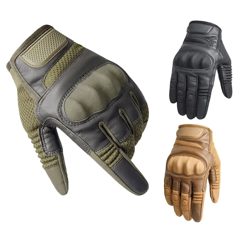 Utomhus AirSoft Shooting Hunting Full Finger Camouflage Tactical Gloves Sport Motorcykelcykelhandskar Pekskärm No08-090