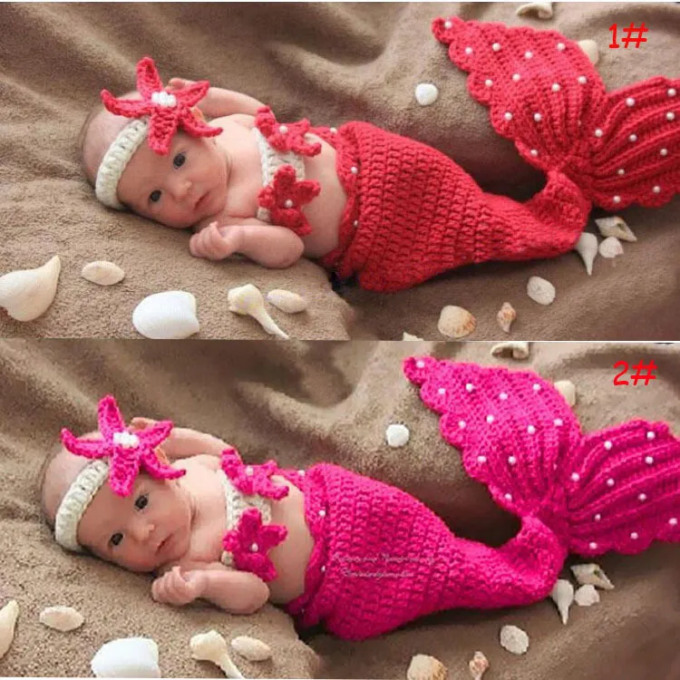 Puntelli per fotografia appena nati Vestiti per bambini Abbigliamento per ragazze Costume da ragazza infantile a sirena Vestito fatto a mano all'uncinetto