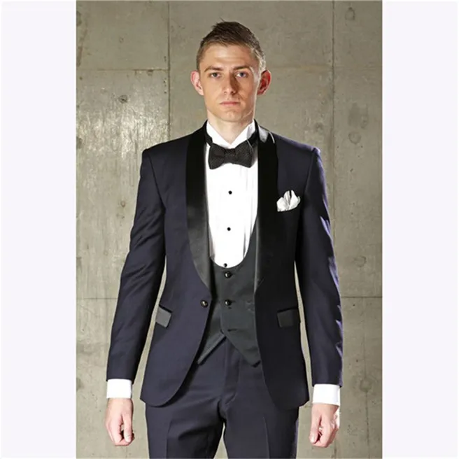 Новое поступление Groomsmen Shawle Отволошенок Groom Tuxedos Одна кнопка Мужские костюмы свадьбы / выпускной / ужин Лучший мужчина Blazer (куртка + брюки + галстук + жилет) K843