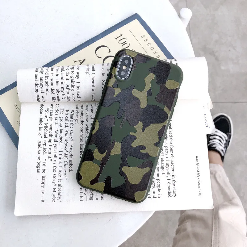 Cool Army Camo Camouflage Téléphone Cas Pour iPhone 12 Mini Pro Max 11 Pro X XS Max XR 8 7 Plus Mode Armée Vert Silicone Souple TPU Housse