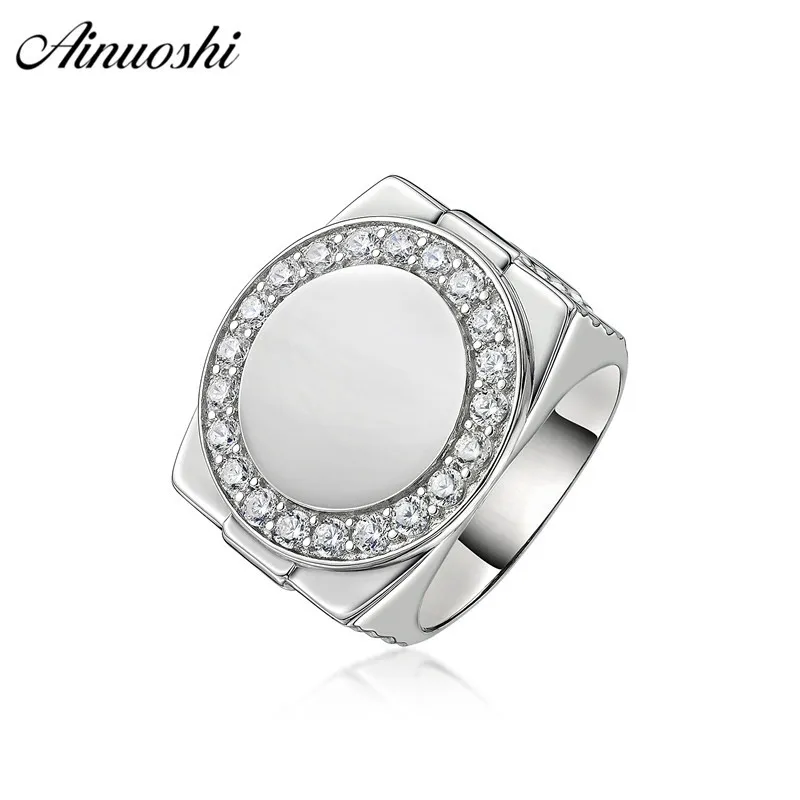 Anoyhi moda 925 homens de prata esterlina de casamento anéis redondos anéis de prata macho anilhos anillos de plata hombre y200106