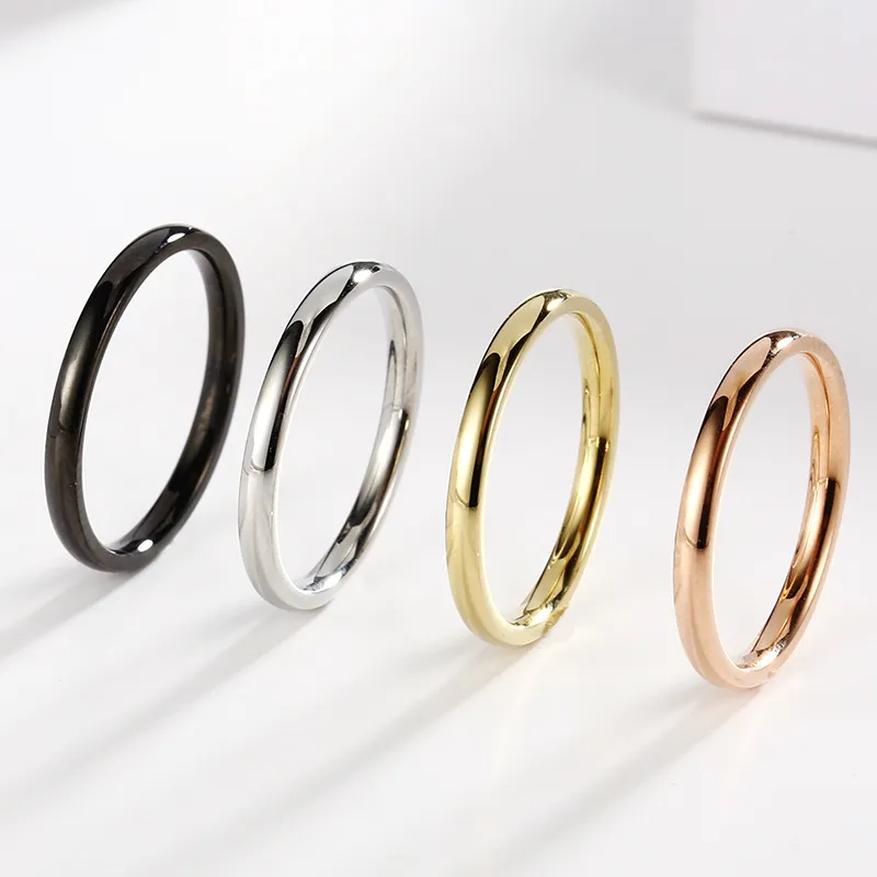 Handmade Gold Plated High Quality Cambered Surface Titanium Steel Ring Size 6/7/8/9 for Sale