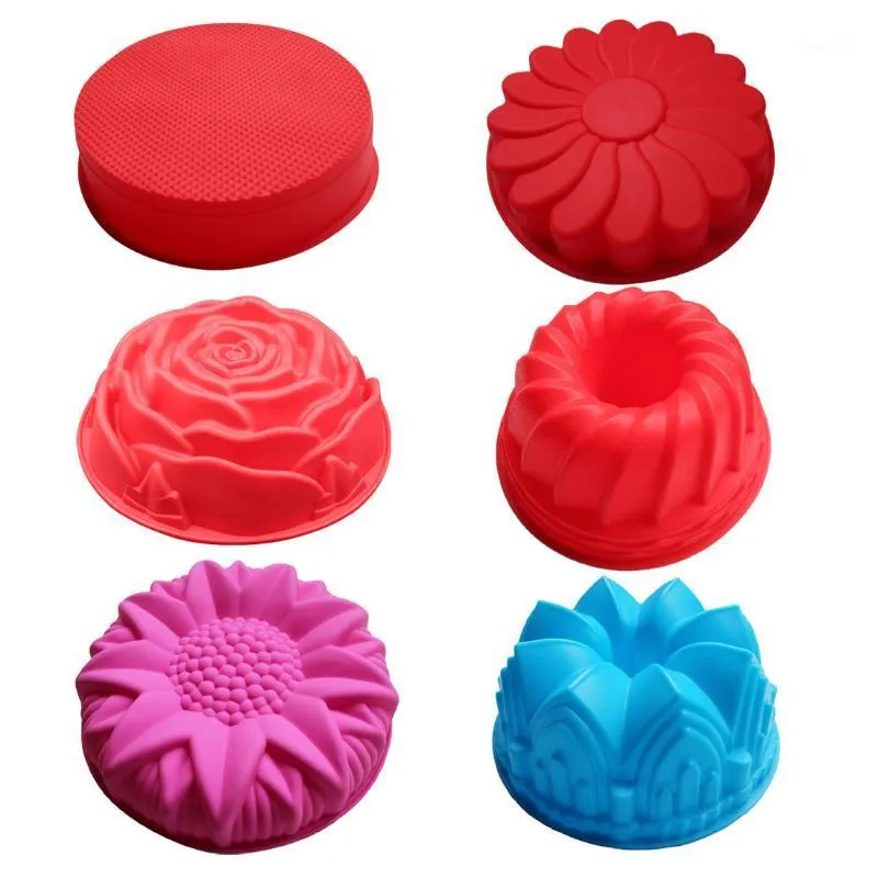 DIY silicone cake moulds big round cake mold heart flower dessert mold Different Shape for selection1