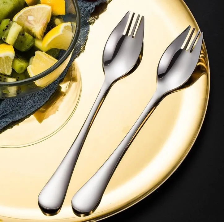 Stainless Steel Spork for Noodle Eating Multifuntional Salad Fork Dessert Fruit Spoon Kitchen Tableware SN4837
