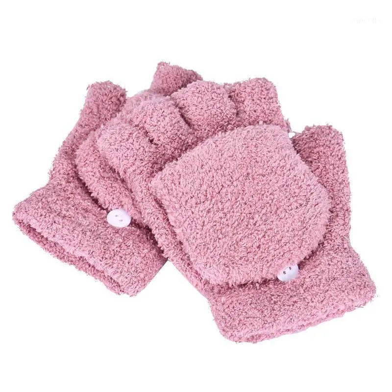 Cinq doigts gants filles femmes hiver chaud fourrure tricot mitaines sans doigts pour cadeaux main poignet plus chaud A301