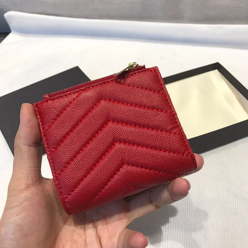High Quality Leather Zipper Short Wallet for Men and Women Business Credit Card Holder with Gift Box 1511cm
