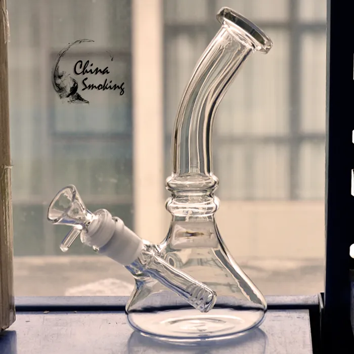 8 "Glass Beker Bong 5mm Dikke Waterpijp met Glass Down Stem + Glazen Kom 18mm Vrouwelijke Olierouts