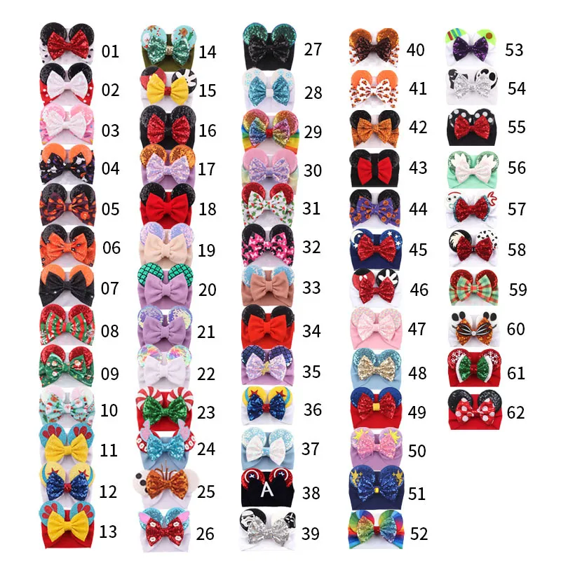 Bebê veet cinto cor sólida hairpin lantejoulas glitter grande arco clipes mouse orelha larga boutique bandana crianças menina acessórios de cabelo