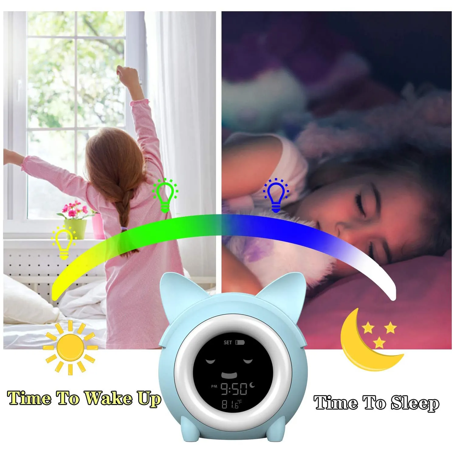 Sleep Alrm Clock LJ201212 Kids Sleep Training Alarm Clock Digital Wake Up Clock With ...